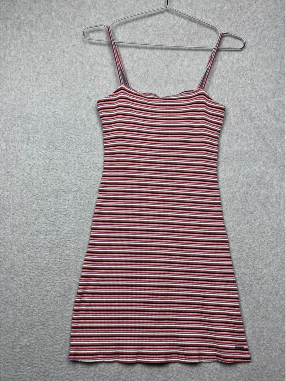Hollister Striped Rib Mini Dress M Tank Cami Y2K Coastal Beach Hamptons Core
